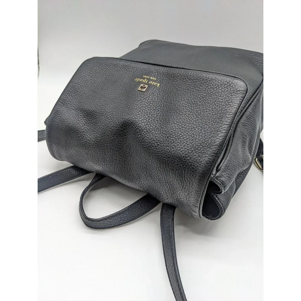 KATE SPADE NY genuine pebbled leather medium backpack- BLACK
